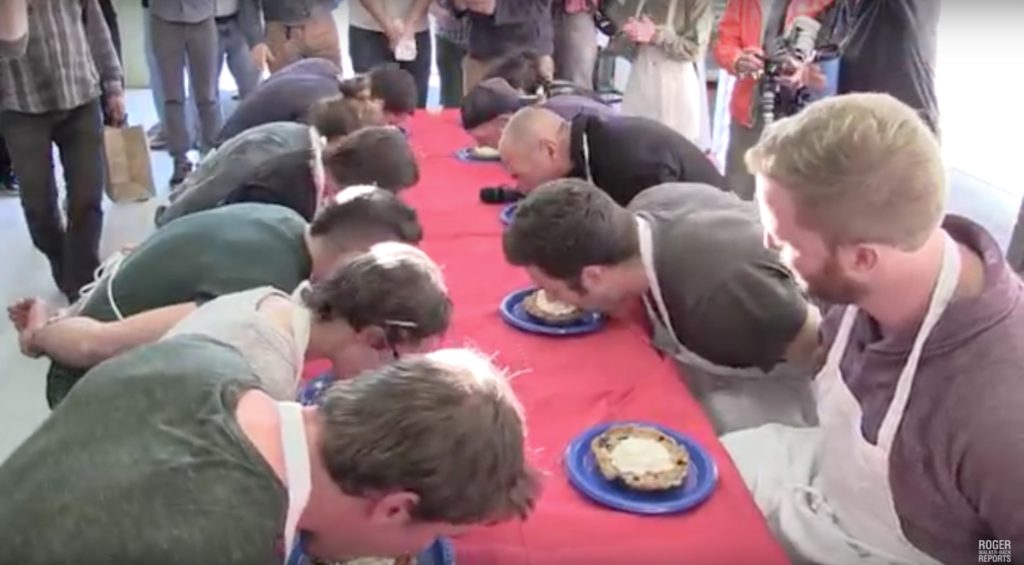 queerguru losing a pie eating contest and his dignity