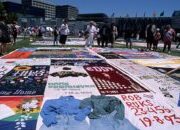 Celebrating  PRIDE with the AIDS Quilt Display to remember all of those we lost