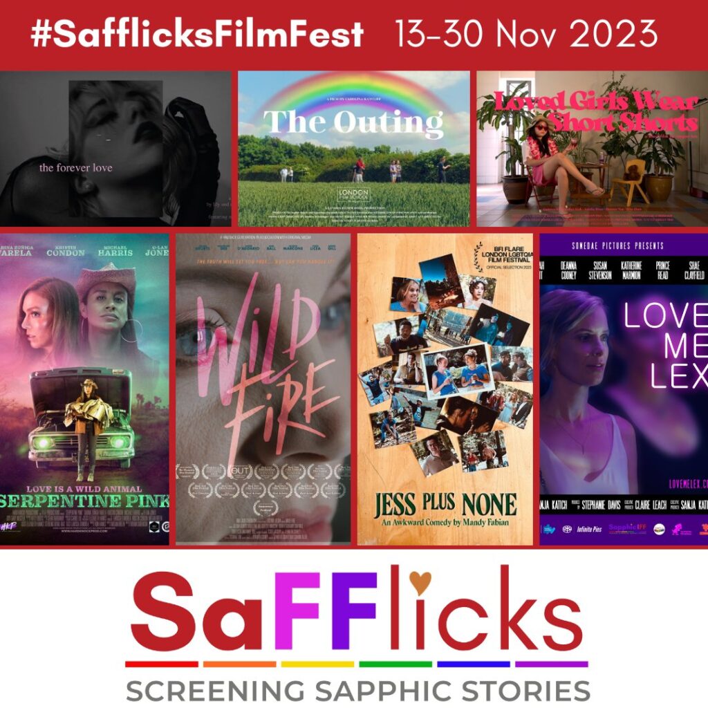 LesFlicks presents SAFFLICKS FILM FESTIVAL 2023 screening sapphic stories in person and online