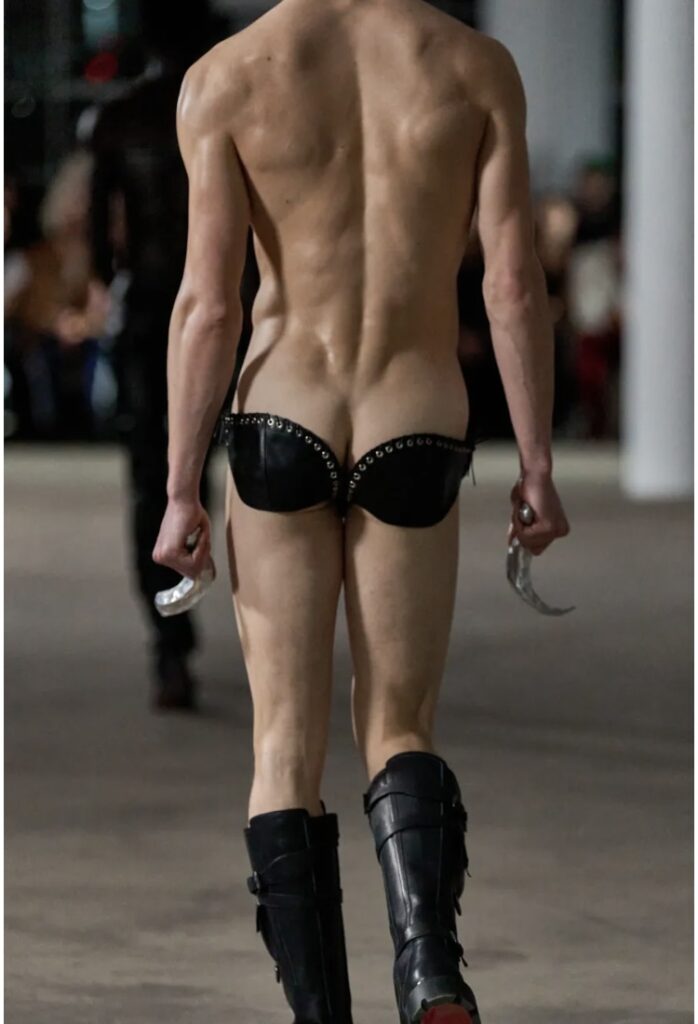 LEATHER HOODS and BUTT CLEAVAGE : the debut collection of French designer Ludovic De Saint Sernin reviewed by Queerguru’s Graham Fraser