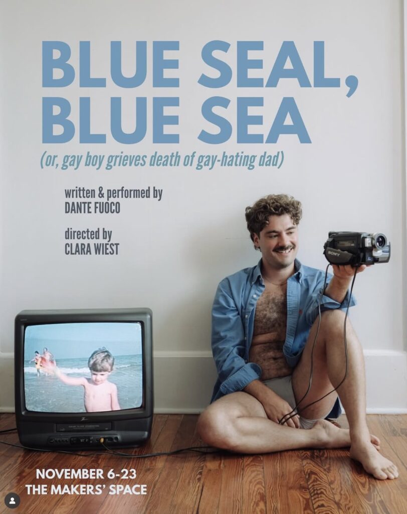 Dante Fuoca & Clara Wiest talk about ‘BLUE SEAL BLUE SEA’ (or, gay boy grieves the death of gay-hating dad) with Queerguru