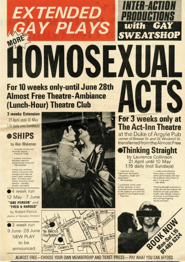 Queerguru’s Ris Fatah previews Radical Rediscovery – Homosexual Acts and Beyond, a fabulous new exhibition celebrating this history of revolutionary queer theatre in London.