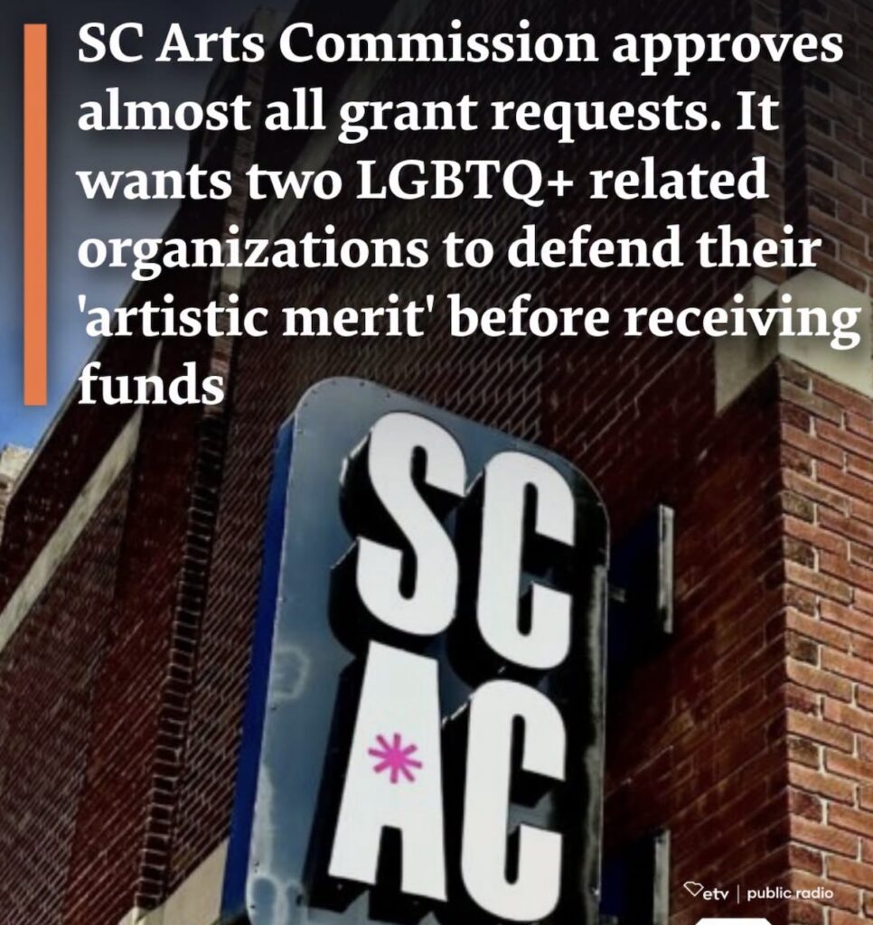 South Carolina’s Art Commission discriminates against two LGBTQA+  Organisations